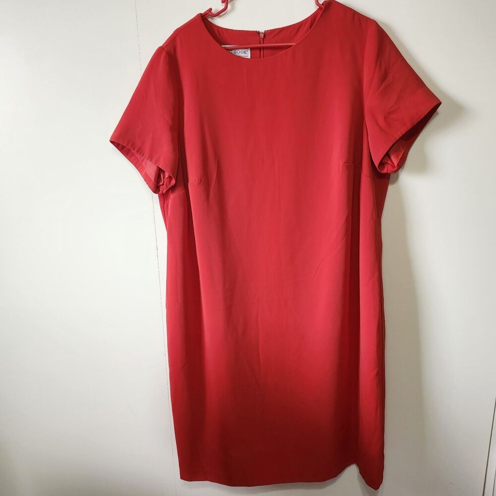 Vintage J.G. Hook Red Sheath Dress Womens 20W Short Sleeve Classic USA